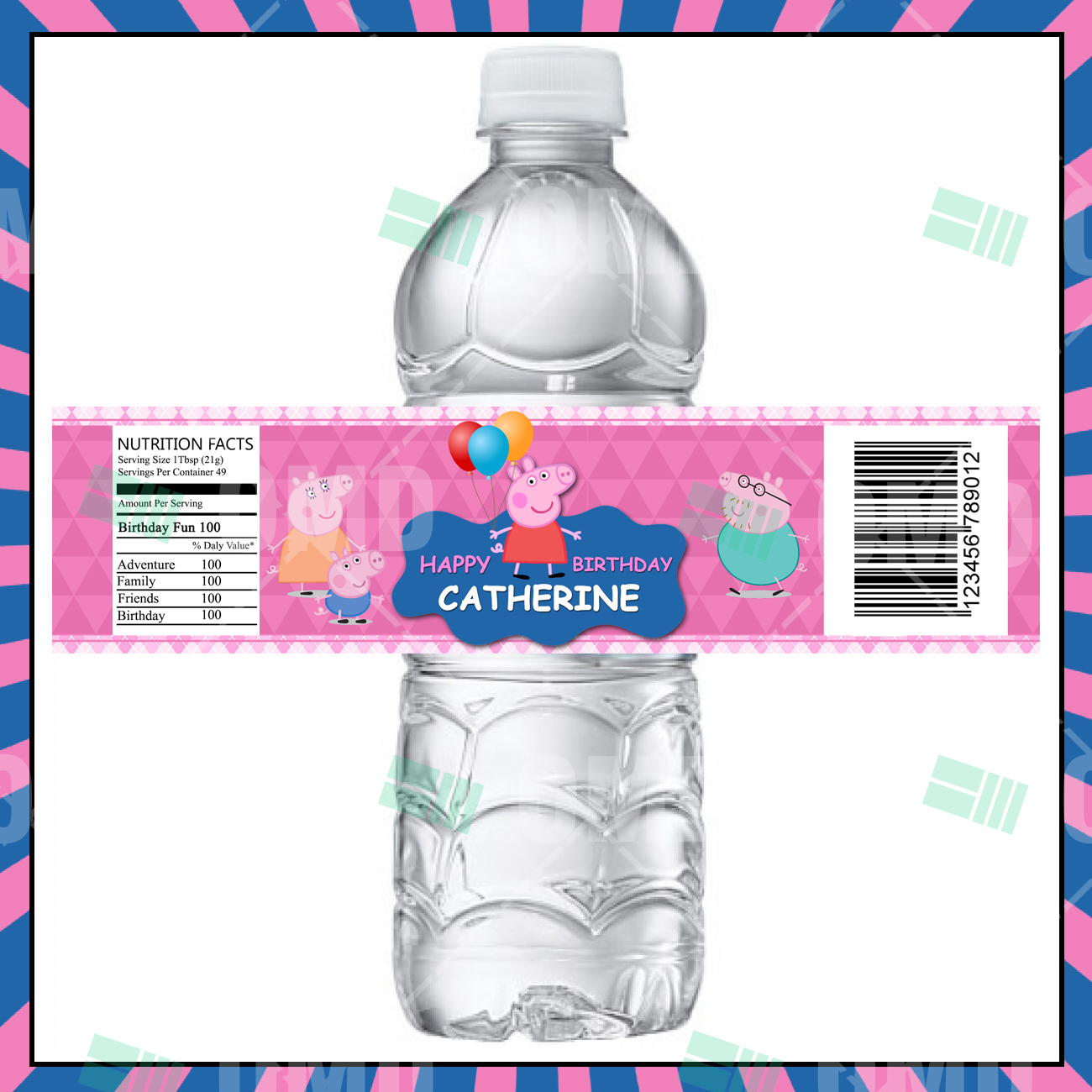 Peppa Pig Birthday Party Printable Water Bottle Labels 
