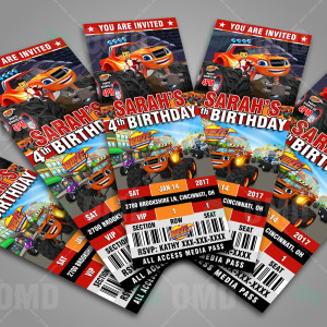 Blaze And The Monster Machines Ticket Style Invites – Cartoon Invites