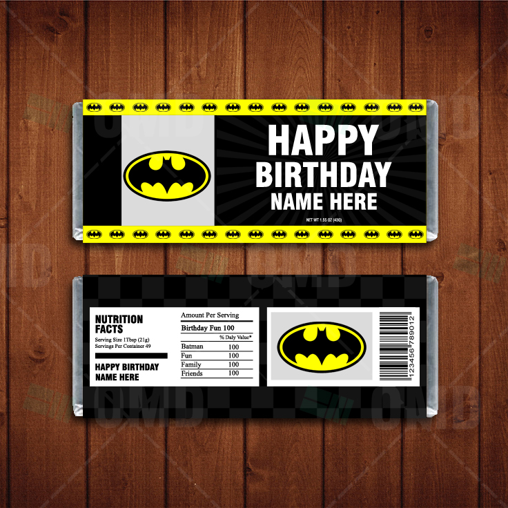 Batman Custom Candy Bar Wrappers – Cartoon Invites