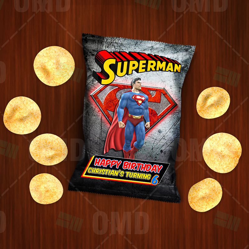 Superman Cartoon Party Potato Chip Bags – Cartoon Invites