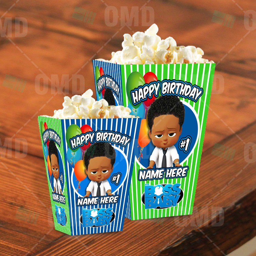 Boss Baby African American Cartoon Party Popcorn Boxes – Cartoon Invites