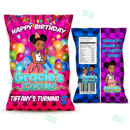 Gracie’s Corner Birthday Party Potato Chip Bags – Cartoon Invites