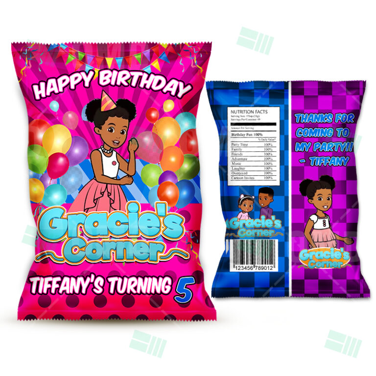 Gracie S Corner Birthday Party Potato Chip Bags Cartoon Invites