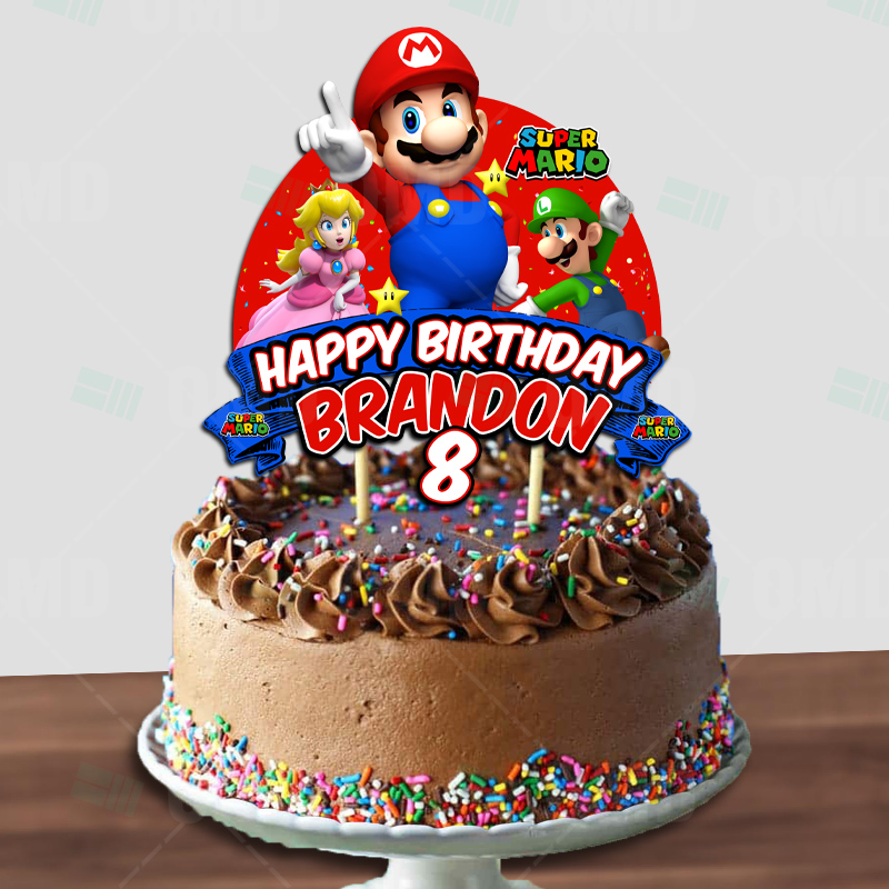 Super Mario Bros Birthday Cake Topper Sports Party Custom Cake Toppers –  Cartoon Invites